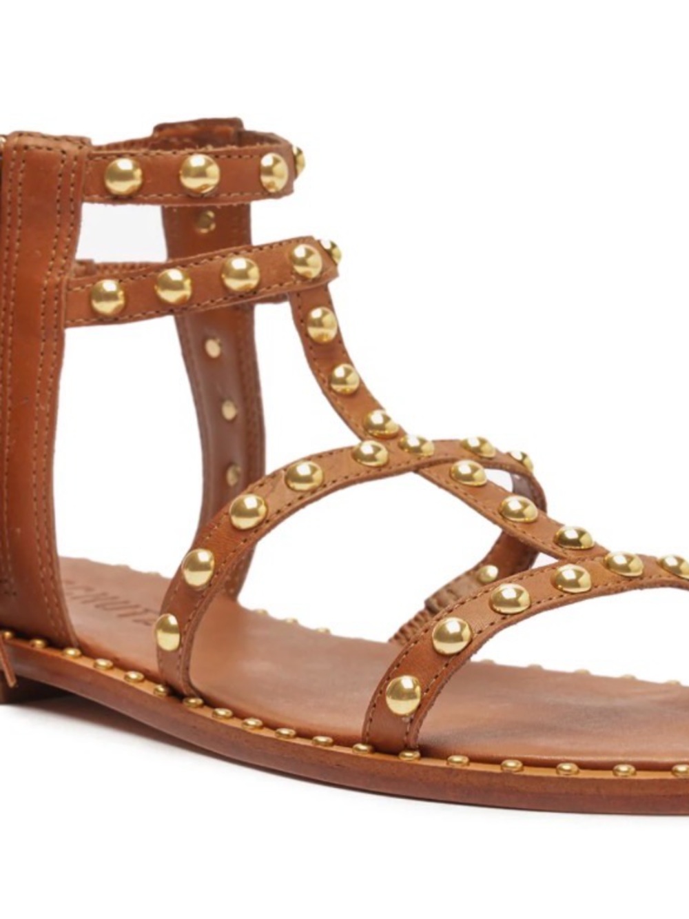 SCHUTZ Tan Leather Studded Gladiator Sandals- runs big